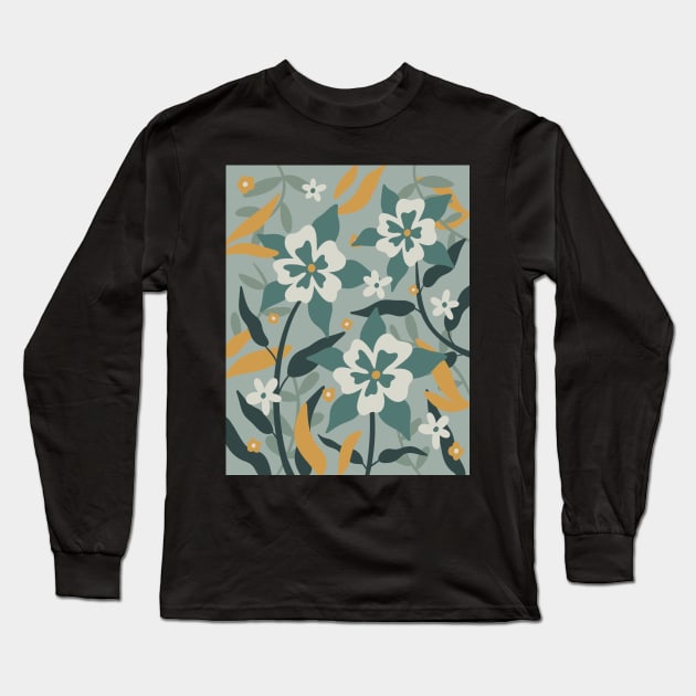 wildflower field - blue tones Long Sleeve T-Shirt by mckhowdesign